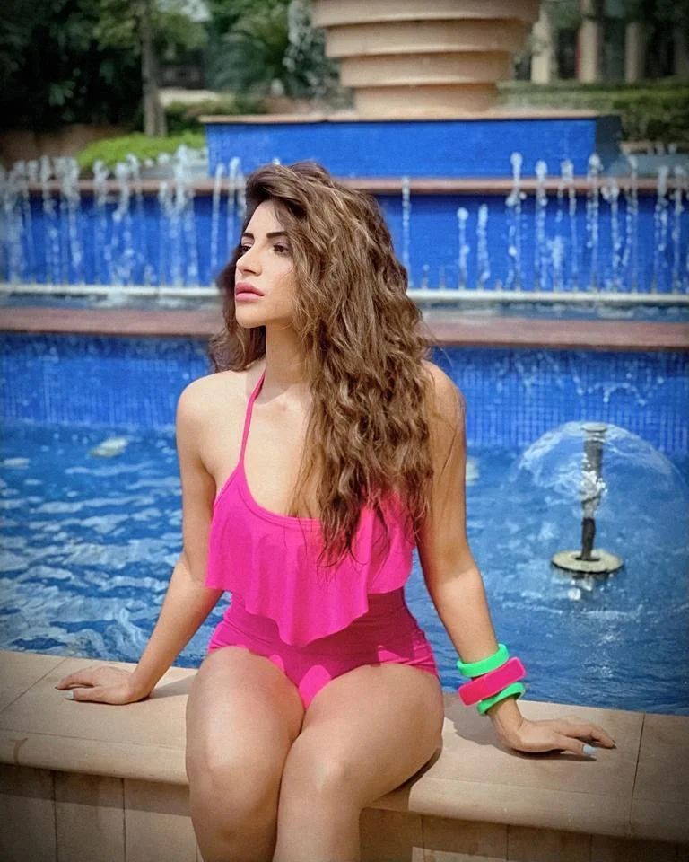 shama sikander in pink bikini