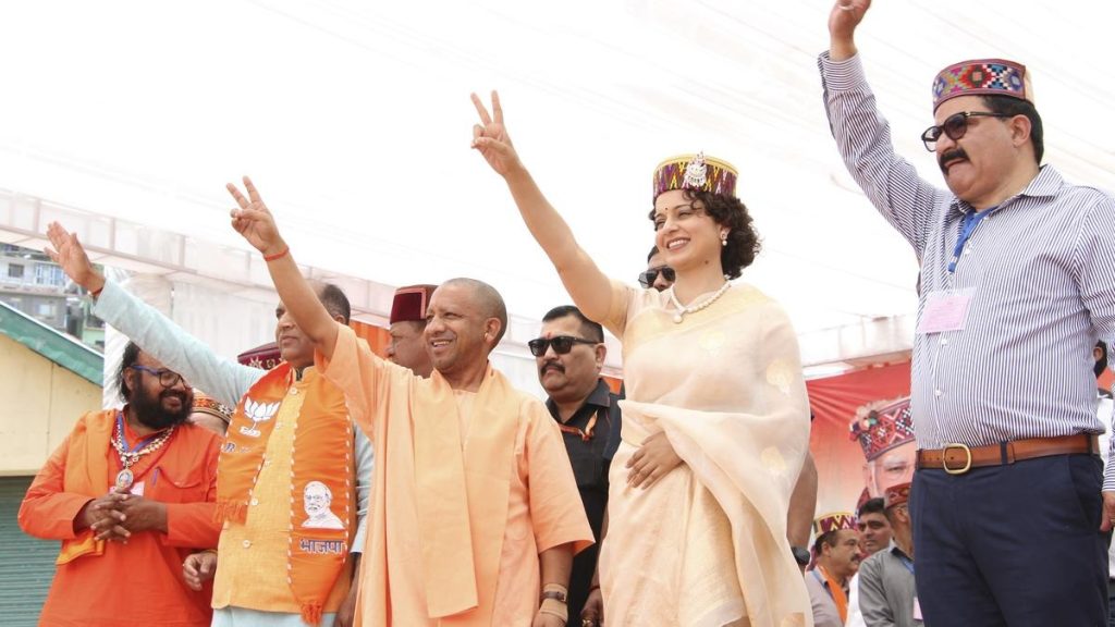 Kangana Ranaut, leading from Mandi