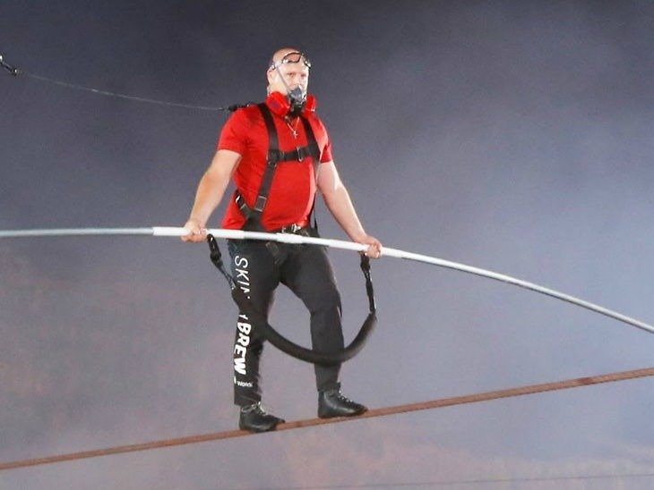 Nik Wallenda Makes Record By Rope Walk 1800 Feet Above Volcano