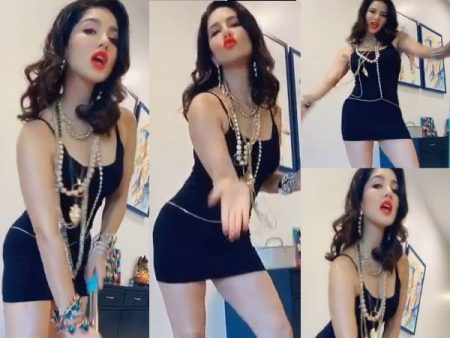 Sunny Leone Cleans Floor Wearing High Heels, Dressed In A Glamorous Look