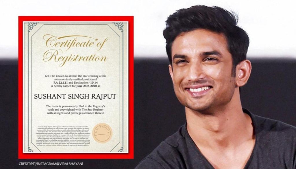 A Star Permanently Named Sushant Singh Rajput In Universe By US-Based Fan