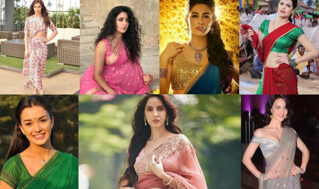 Hot Desi Style Of 9 Foreign Young Actresses From Nora Fatehi To Amy Jackson Desi Indian actresses