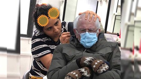 Preetisheel Singh pats Bernie Sanders!