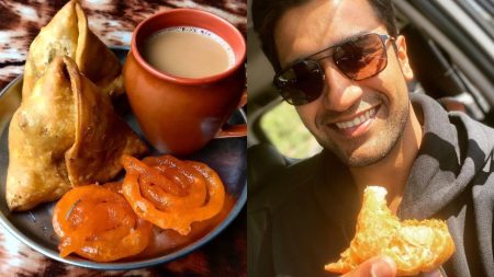 Vicky Kaushal with Samosa and Jalebi at airport