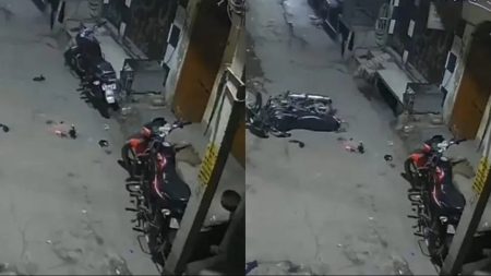 Unbelievable: CCTV Footage Of Parked Bike Moving On Its Own Goes Viral Parked bike moving on its own
